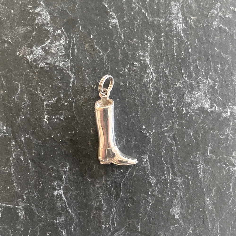Silver riding boot charm